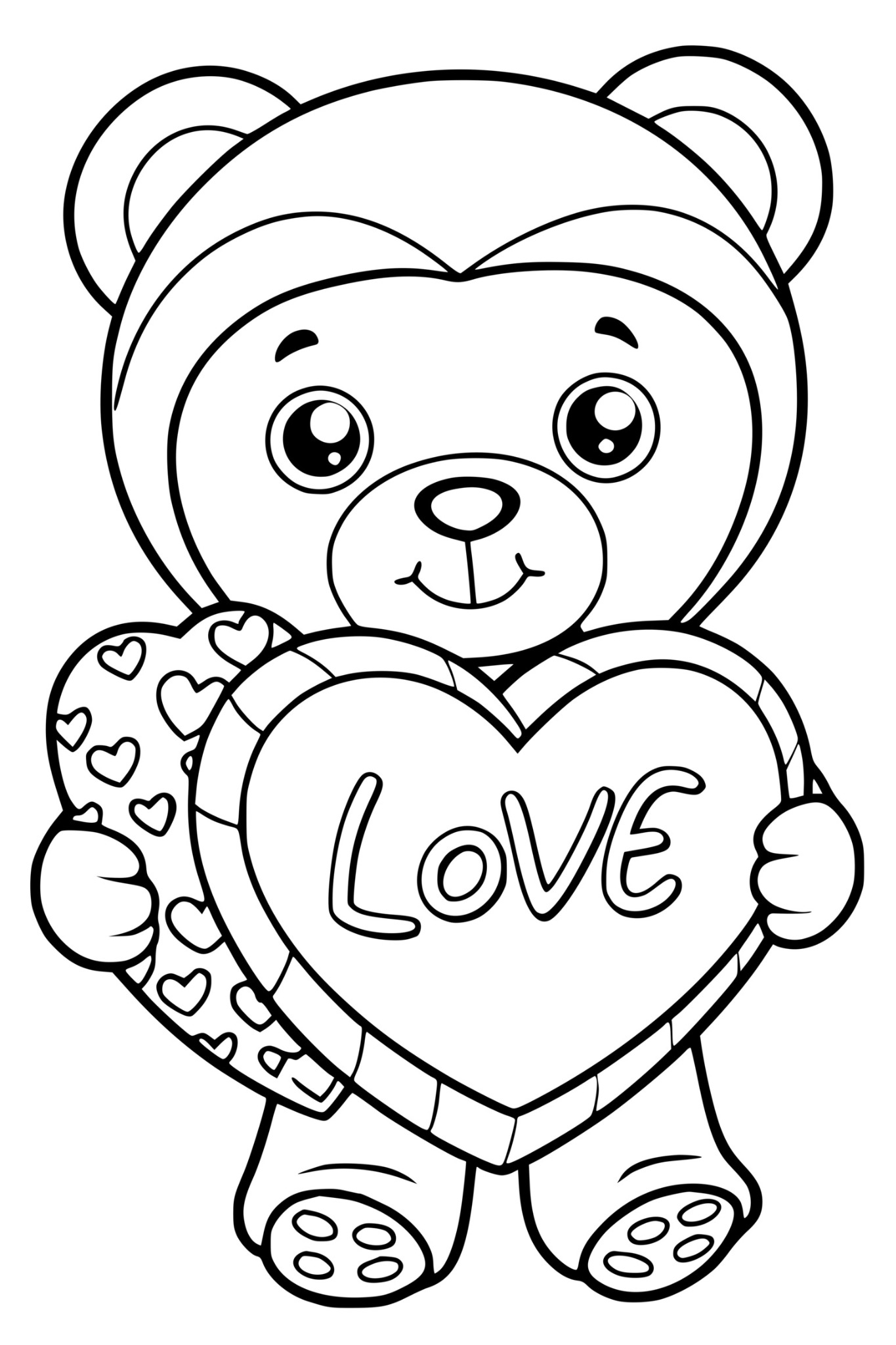 Coloriage Ours Love Cœur Saint Valentin - Saint-Valentin à imprimer