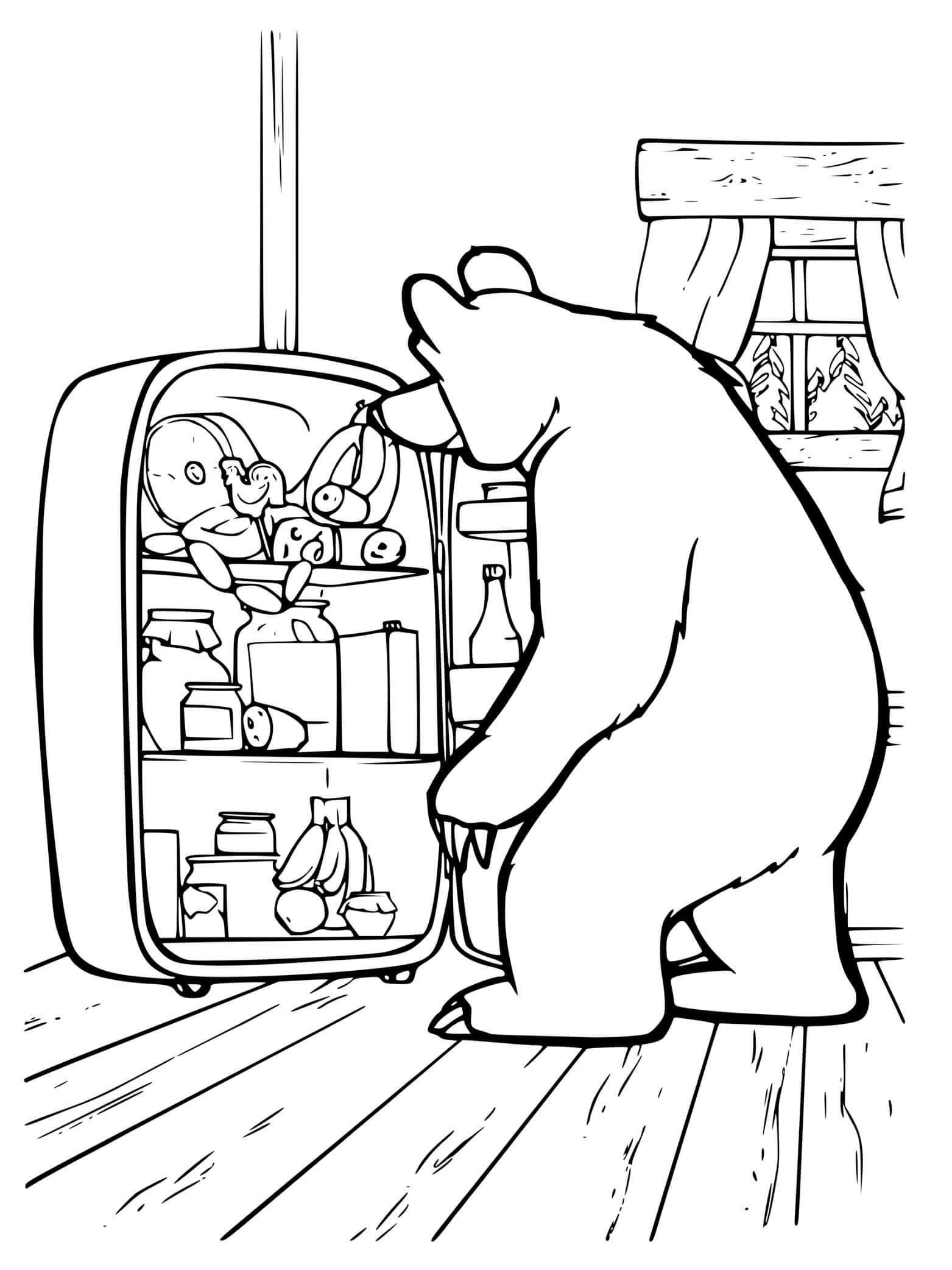 Coloriage Ours Michka A Une Petite Faim - Masha et michka à imprimer
