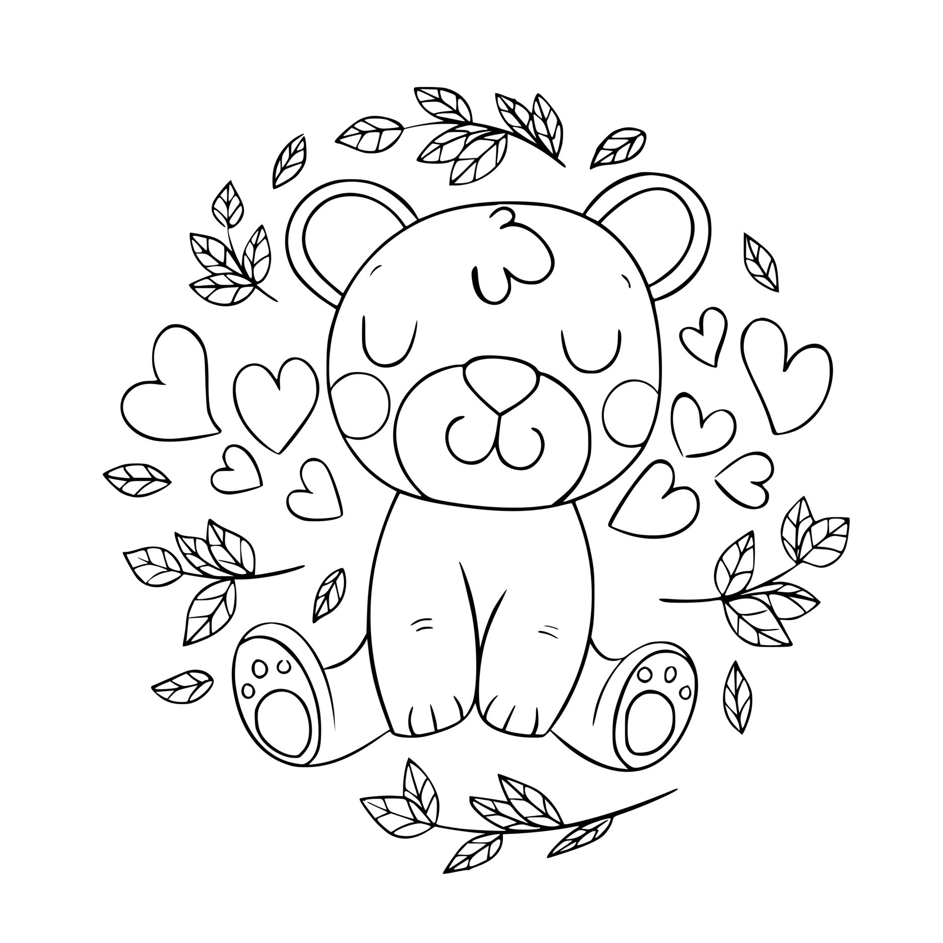 Coloriage Ours Mignon Cœur Saint Valentin - Saint-Valentin à imprimer