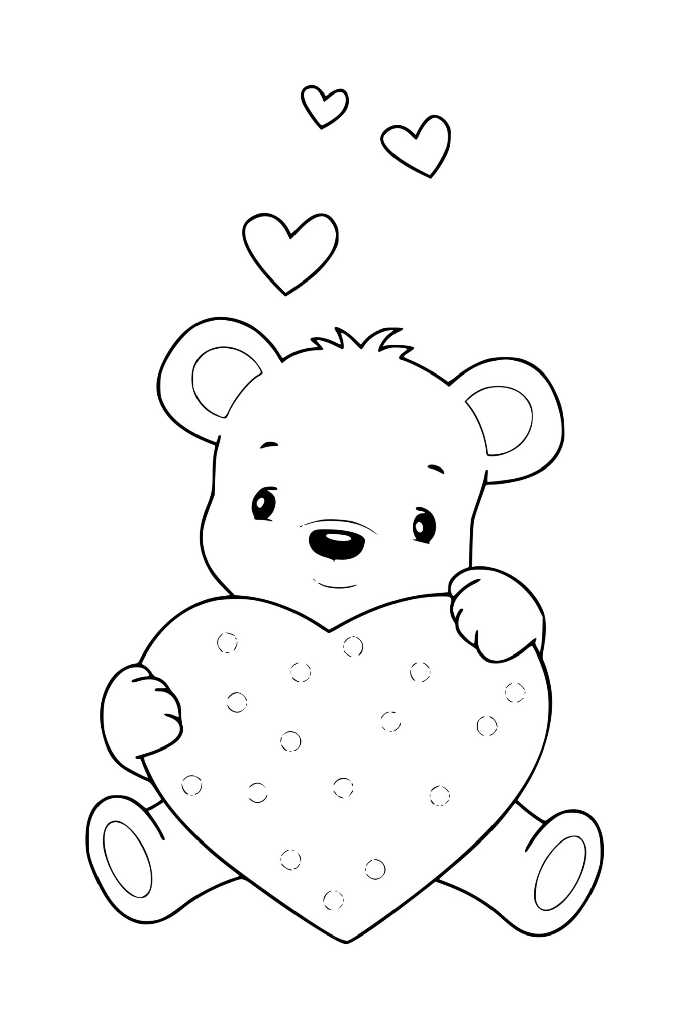 Coloriage Ours Petit Cœur Saint Valentin - Saint-Valentin à imprimer