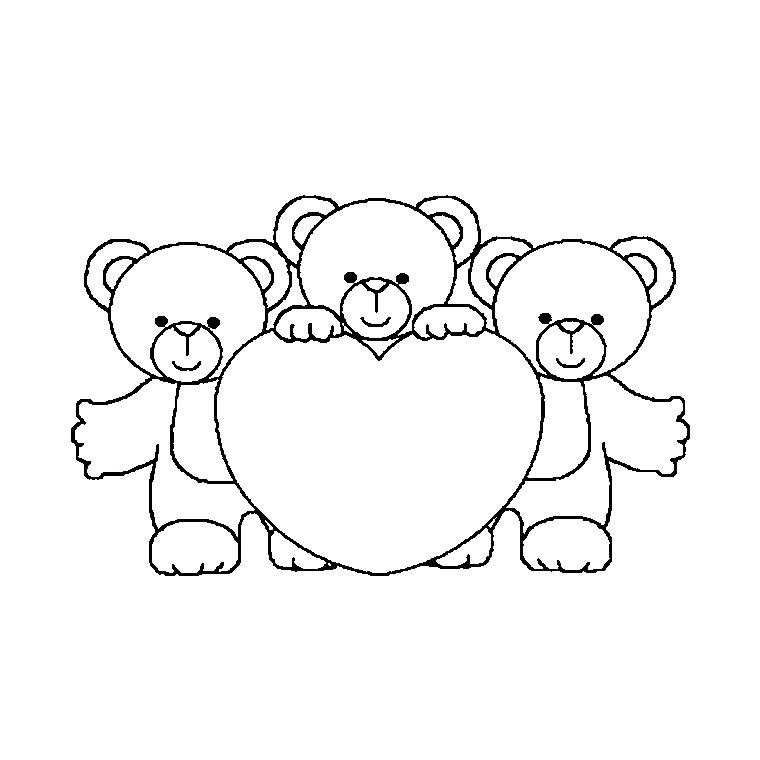 Coloriage Ourson Avec Cœur - Saint-Valentin à imprimer