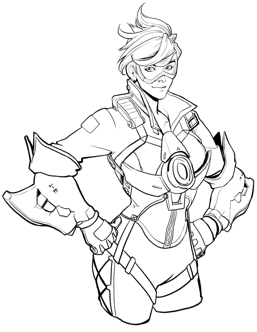 Coloriage Overwatch Tracer Blinkthrough Space - Overwatch à imprimer