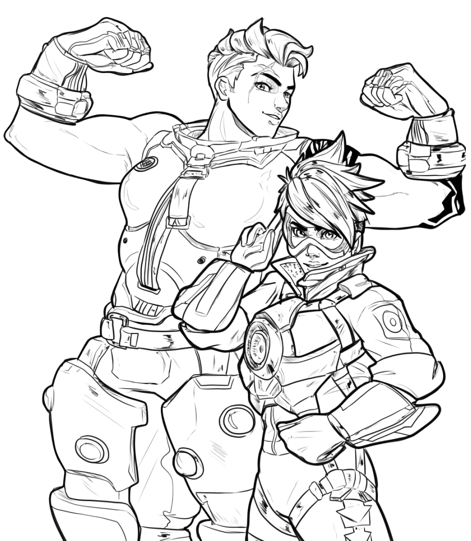Coloriage Overwatch Zarya Et Tracer - Overwatch à imprimer