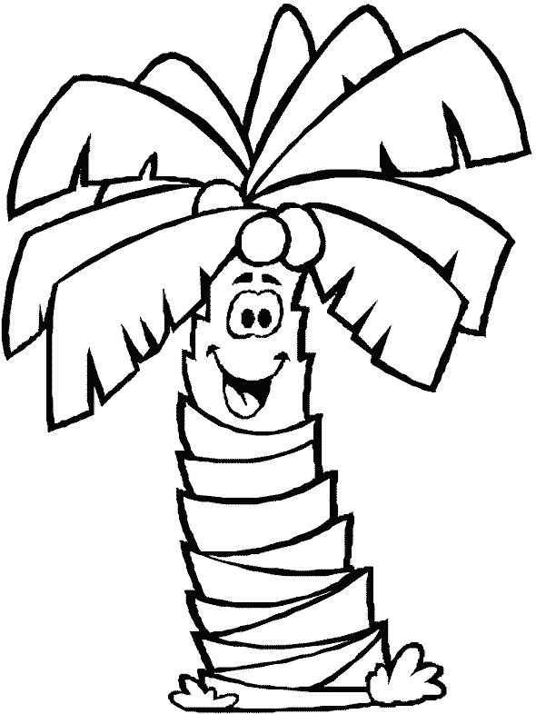 Coloriage Palmier Avec Visage6 - Arbre à imprimer