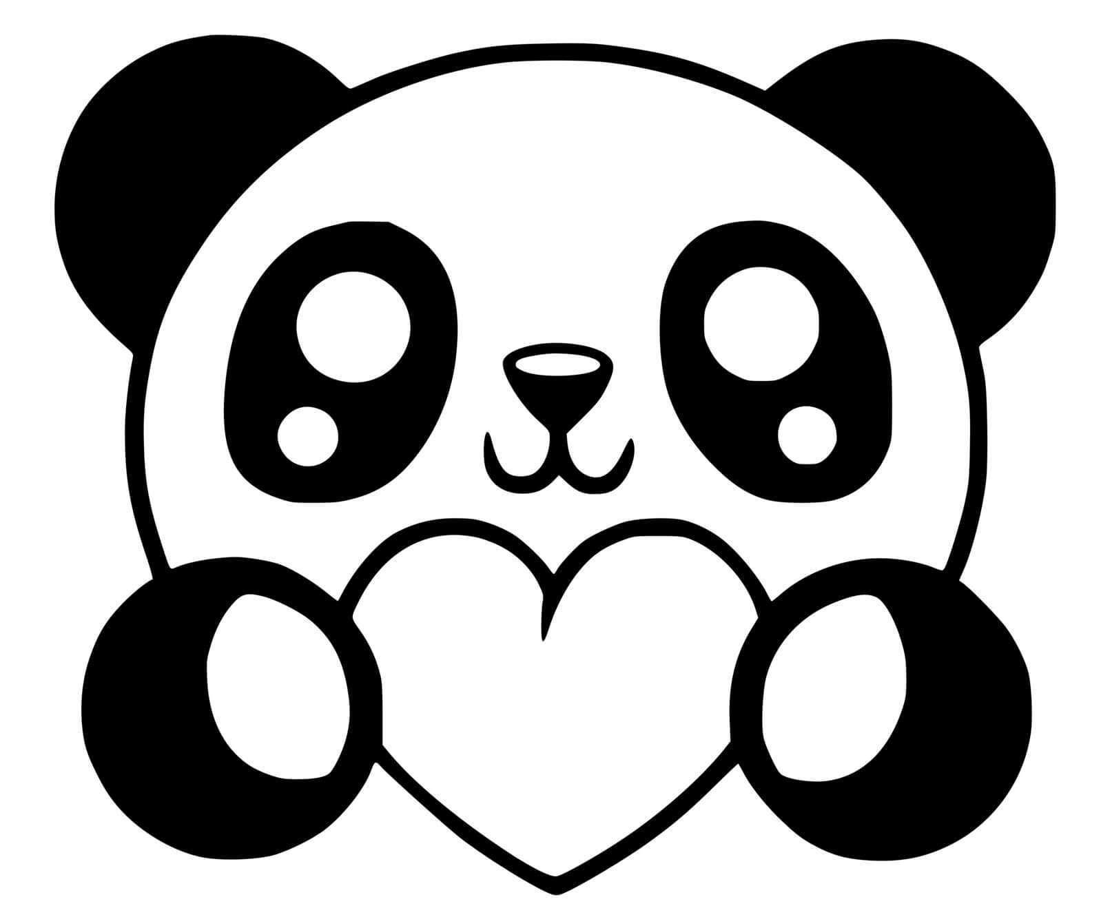 Coloriage Panda Cœur Kawaii - Kawaii à imprimer