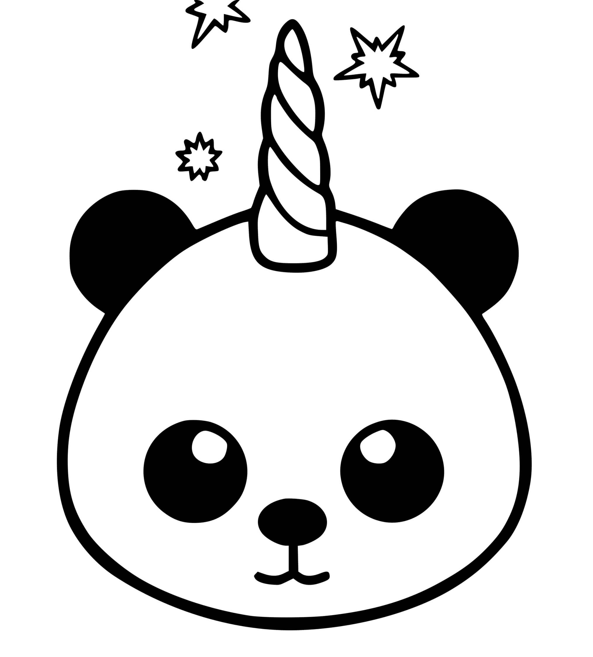 Coloriage Panda Kawaii Licorne - Panda à imprimer