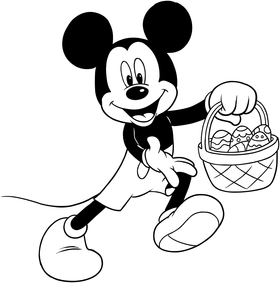 Coloriage Panier De Œufs De Pâques Mickey Disney - Pâques Disney à imprimer