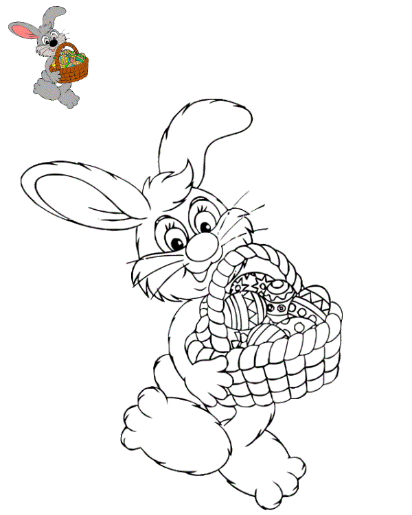 Coloriage Panier De Pâques Lapin Facile - Lapin de Pâques à imprimer
