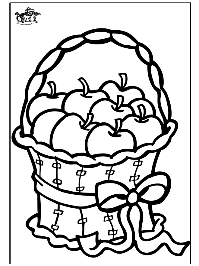 Coloriage Panier De Pommes - Fruits à imprimer