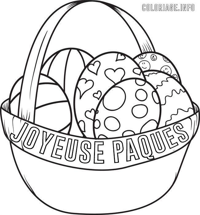 Coloriage Panier d'Œufs de Pâques - Pâques à imprimer
