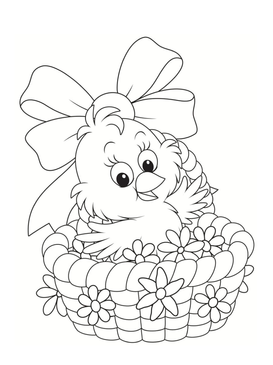 Coloriage Panier Œufs De Pâques Poussin - Poussin à imprimer