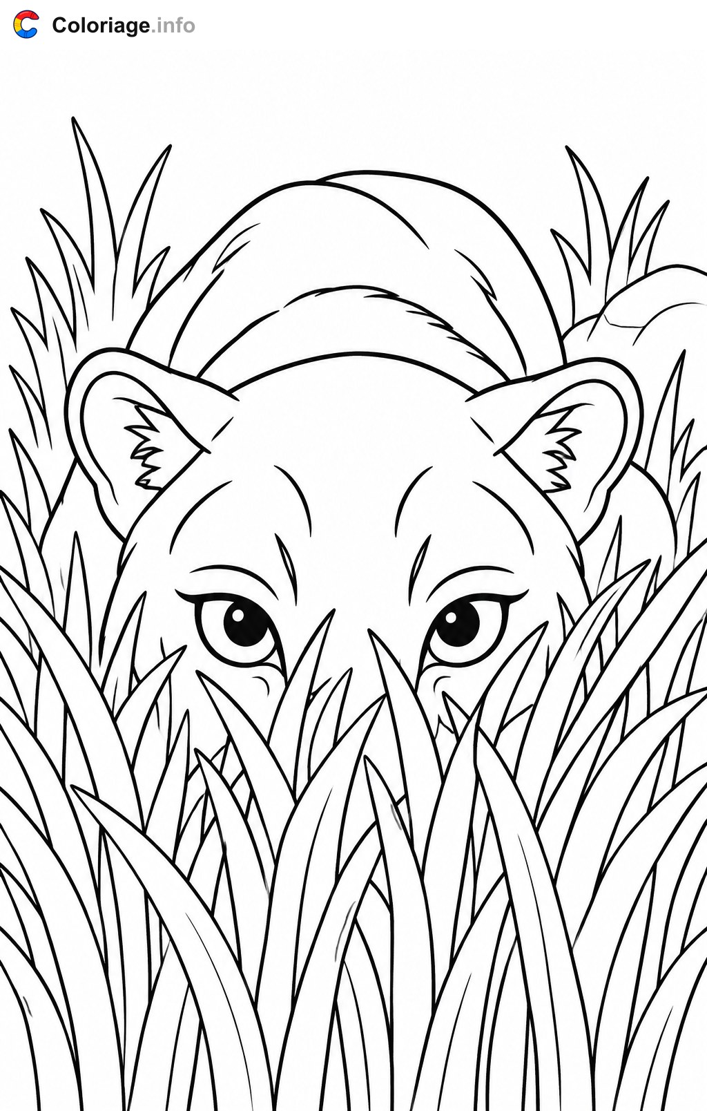 Schwarzer Panther im hohen Gras Ausmalbilder — Ausmalbild zum Ausdrucken