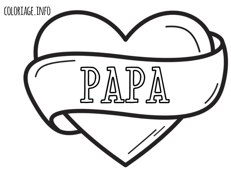 Coloriage Papa Cœur - Fête des pères à imprimer