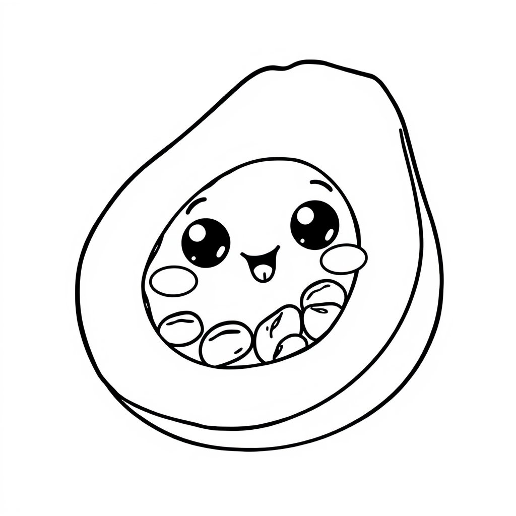 Coloriage Papaye 1 Fruit Kawaii - Kawaii fruits à imprimer
