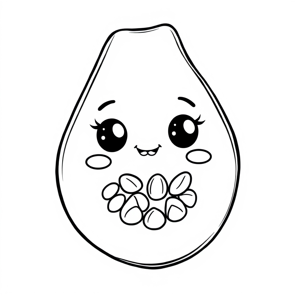 Coloriage Papaye 2 Fruit Kawaii - Kawaii fruits à imprimer