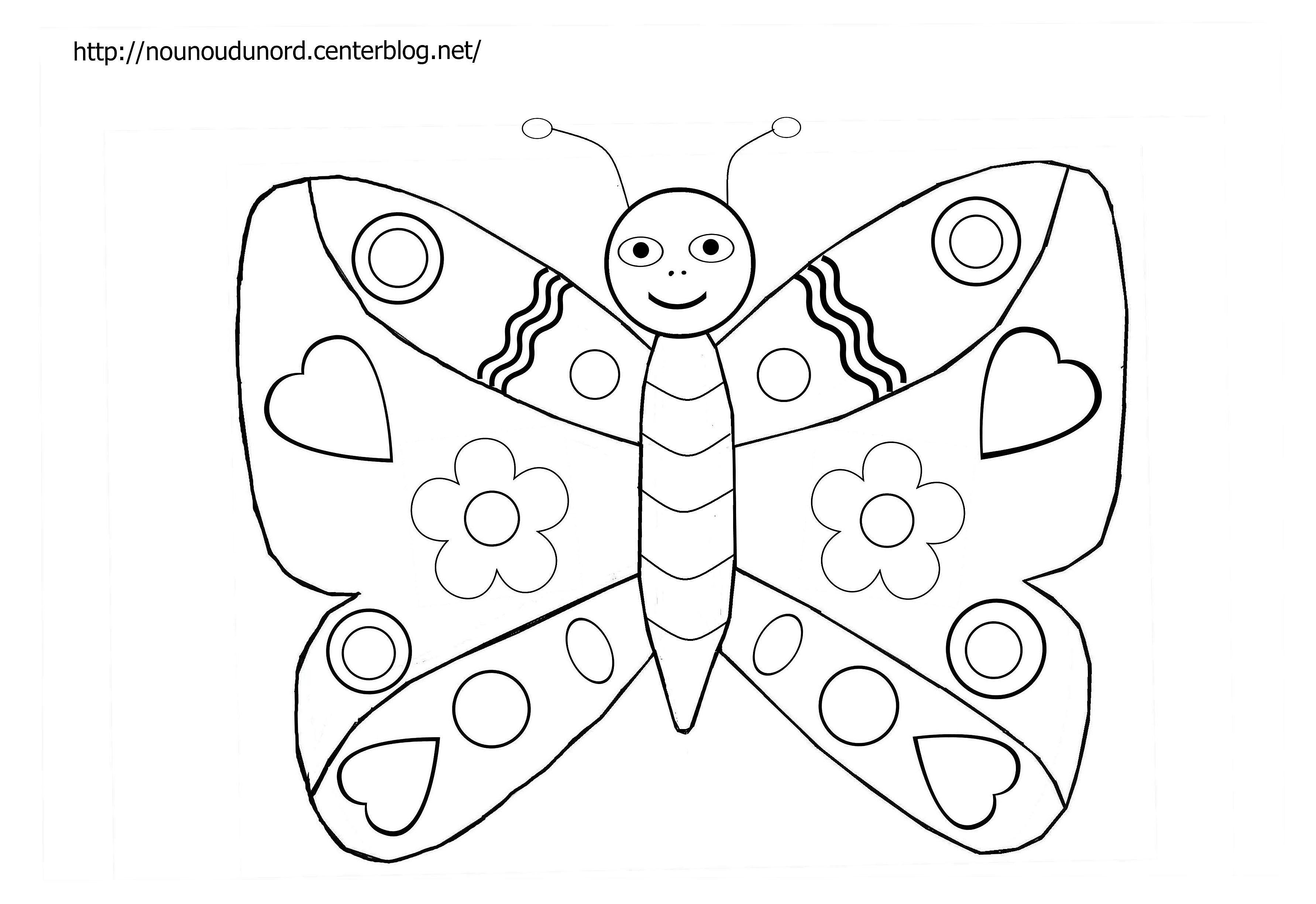 Coloriage Papillon coloré aux motifs symétriques - Papillon à imprimer