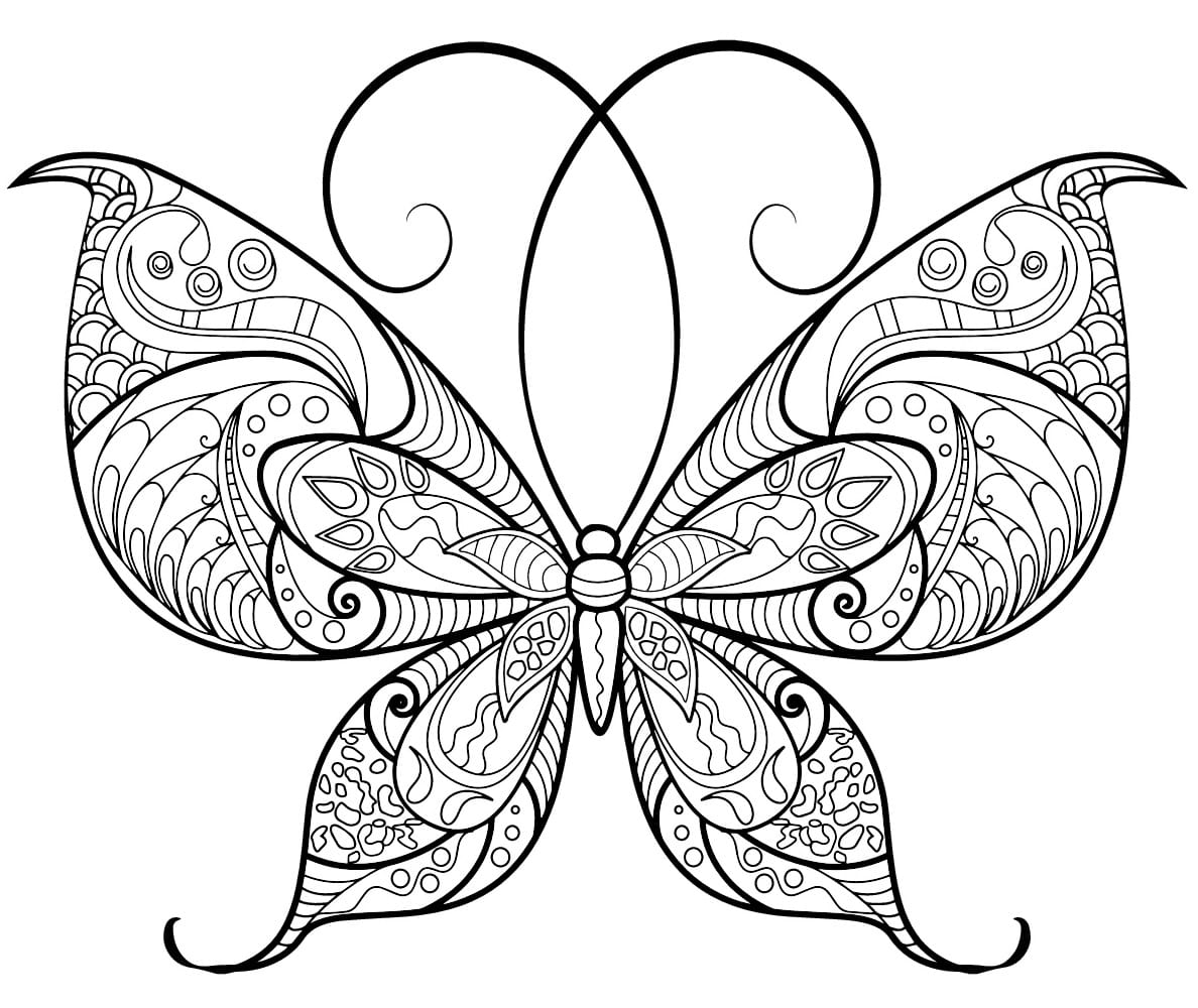 Coloriage Papillon Adulte Jolis Motifs 13 Min - Adulte papillon à imprimer