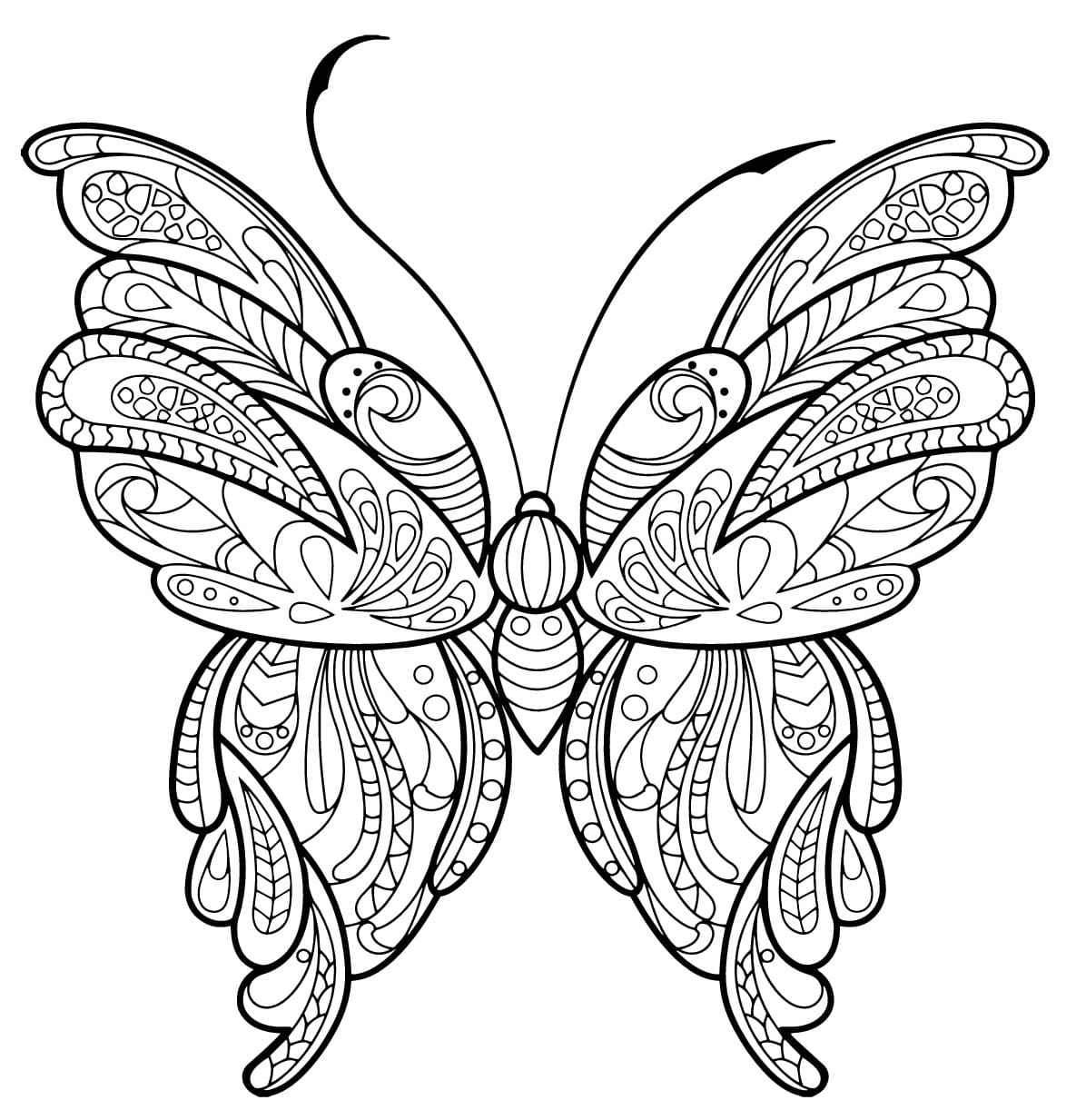 Coloriage Papillon Zentangle Jolis Motifs 16 Min - Adulte papillon à imprimer