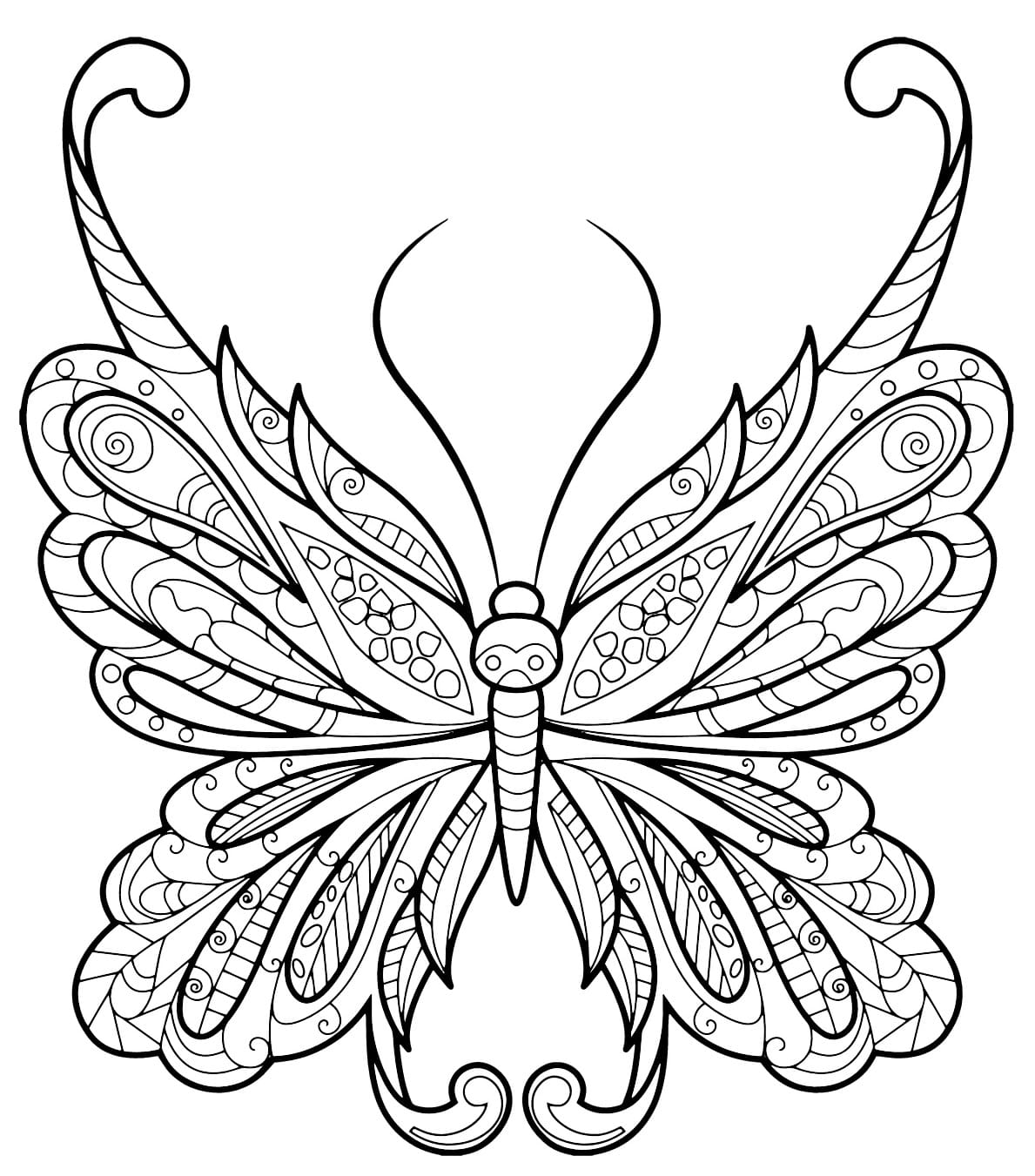 Coloriage Papillon Zentangle Jolis Motifs 18 Min - Adulte papillon à imprimer