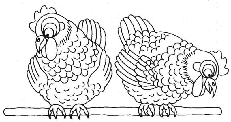 Coloriage Pâques Deux Poules - Poule à imprimer