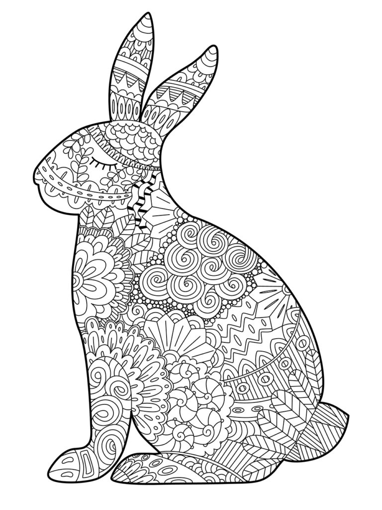 Coloriage Pâques Lapin Adulte Zentangle - Pâques adulte à imprimer