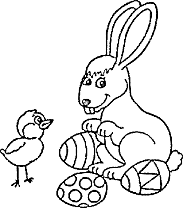 Coloriage Pâques Lapin Et Poussin - Pâques à imprimer