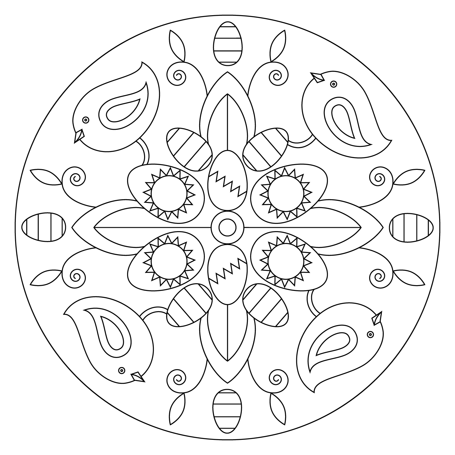 Coloriage Pâques Mandala Œufs Poussins Par Lena London - Pâques mandala à imprimer