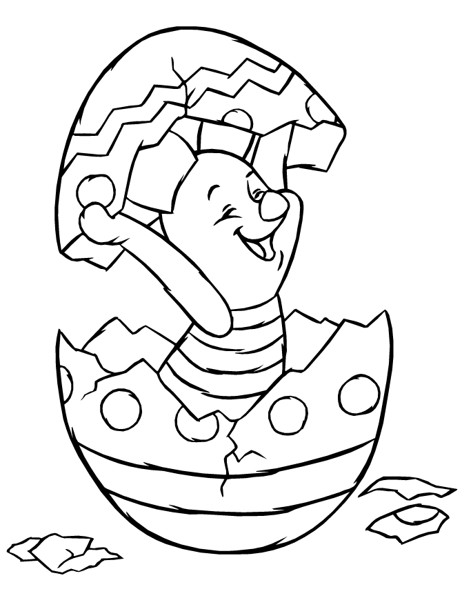 Coloriage Pâques Maternelle Porcinet Winnie - Pâques à imprimer