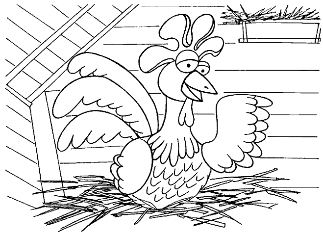 Coloriage Pâques Poule Sur Un Toit - Poule à imprimer