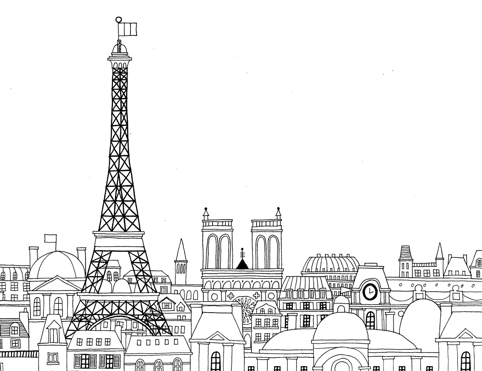 Coloriage Paris Ville De France Paysage - Ville à imprimer