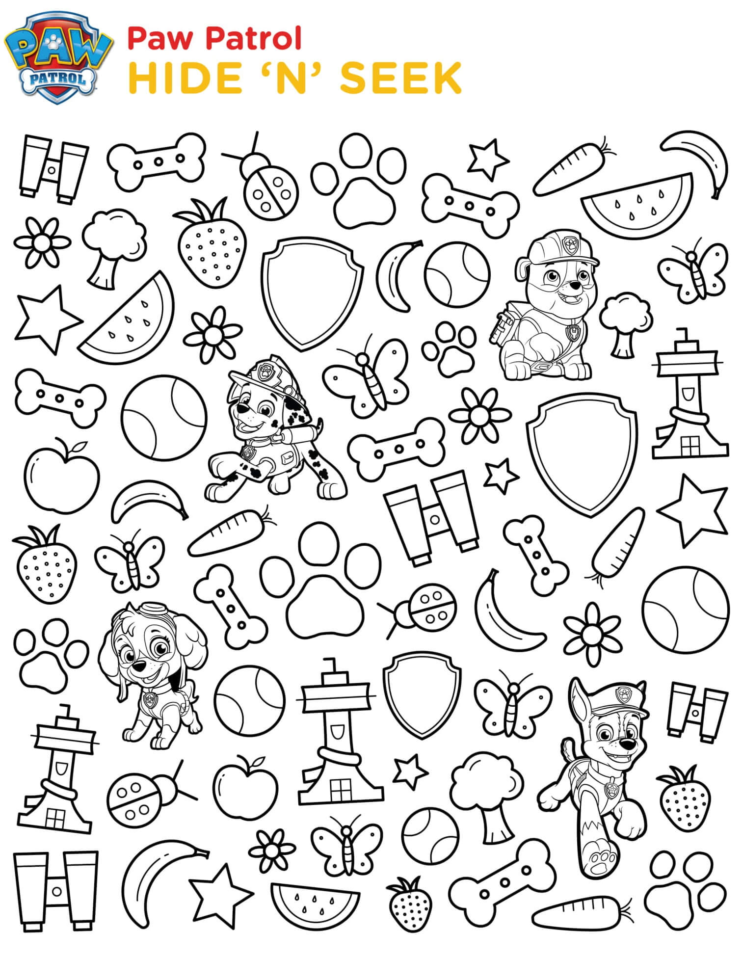 Coloriage Pat Patrouille Cache Cache - Pat patrouille à imprimer