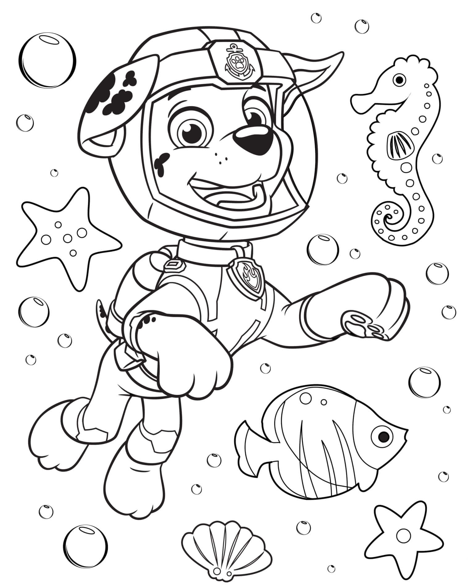 Coloriage Pat Patrouille Maritime Avec Marcus - Pat patrouille à imprimer