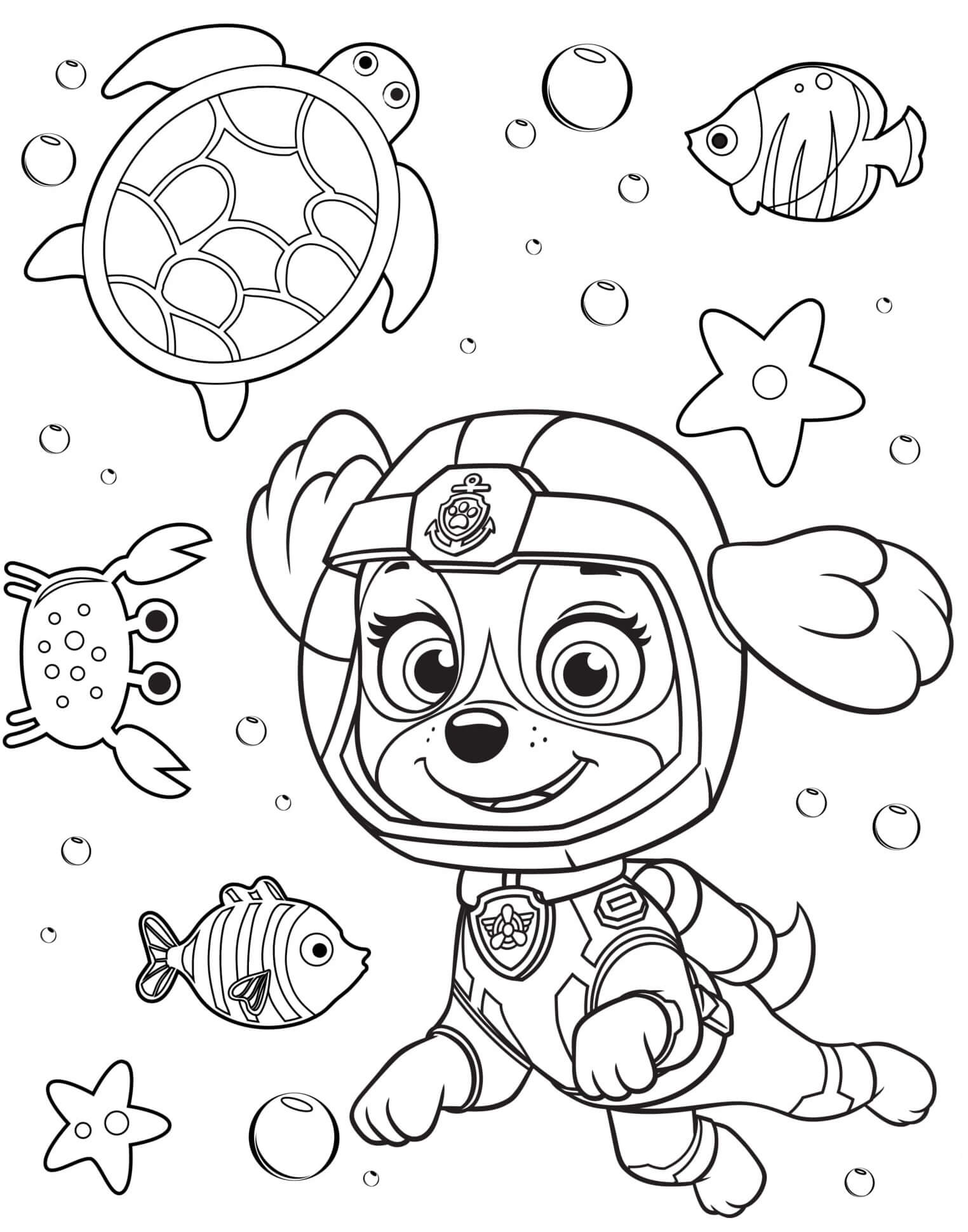 Coloriage Pat Patrouille Maritime Avec Stella - Stella à imprimer