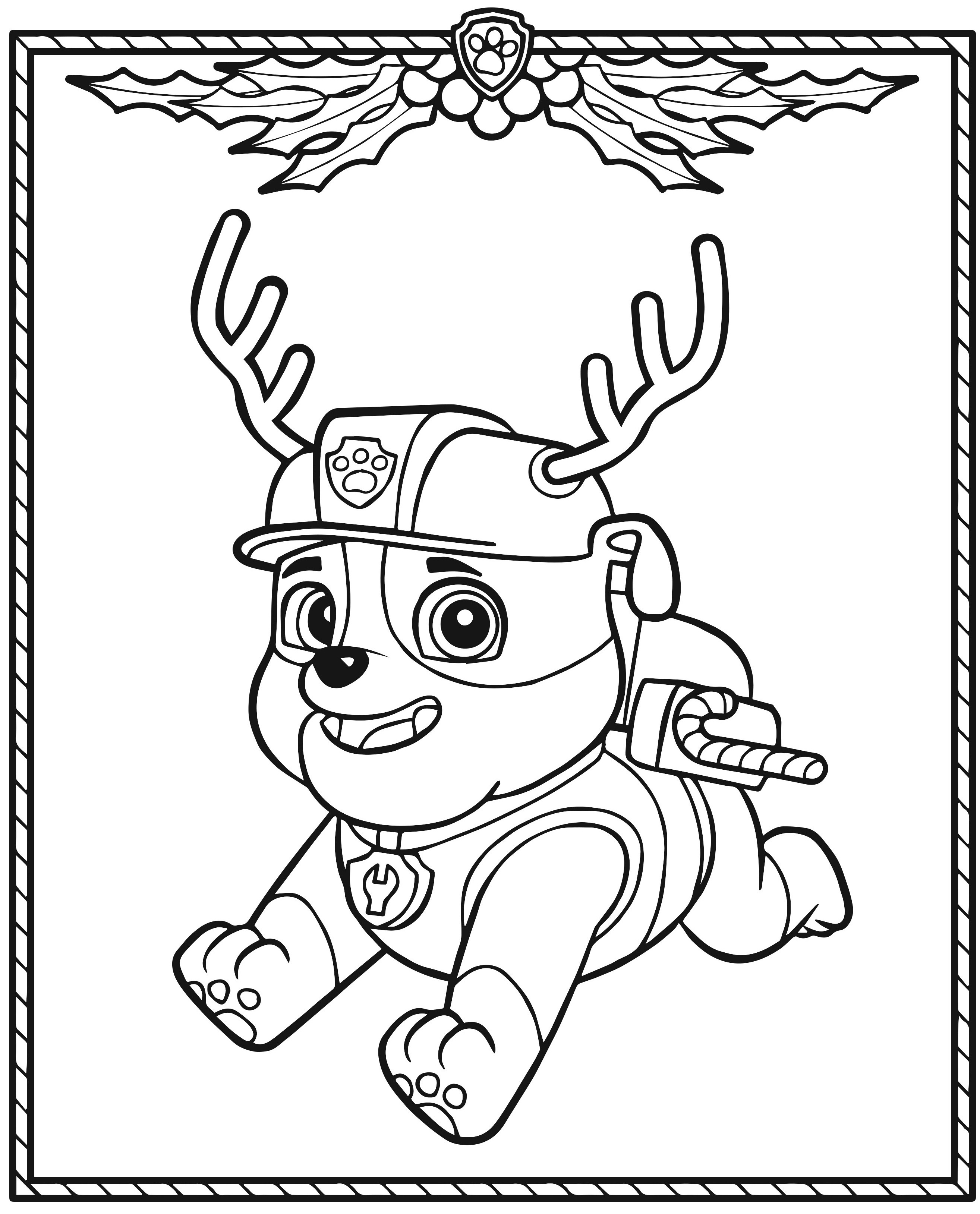 Coloriage Pat Patrouille Ruben Met La Gomme De Noël - Renne de Noël à imprimer