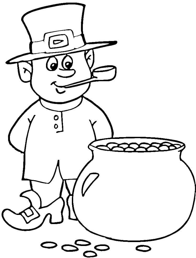 Coloriage Patrick Pot Of Gold - Saint Patrick à imprimer