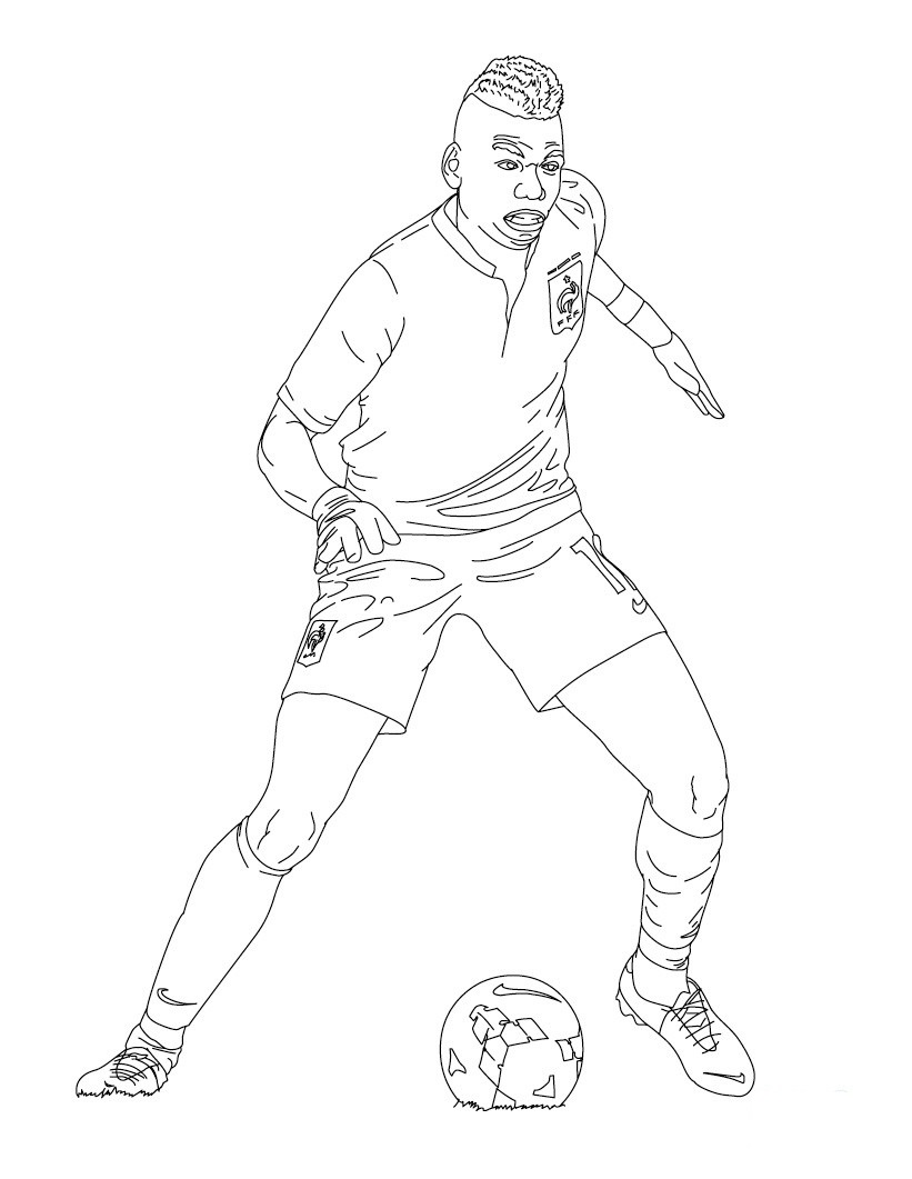 Coloriage Paul Pogba Joueur De Foot France - Foot à imprimer