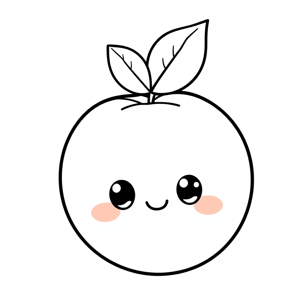 Coloriage Pêche 2 Fruit Kawaii - Kawaii fruits à imprimer