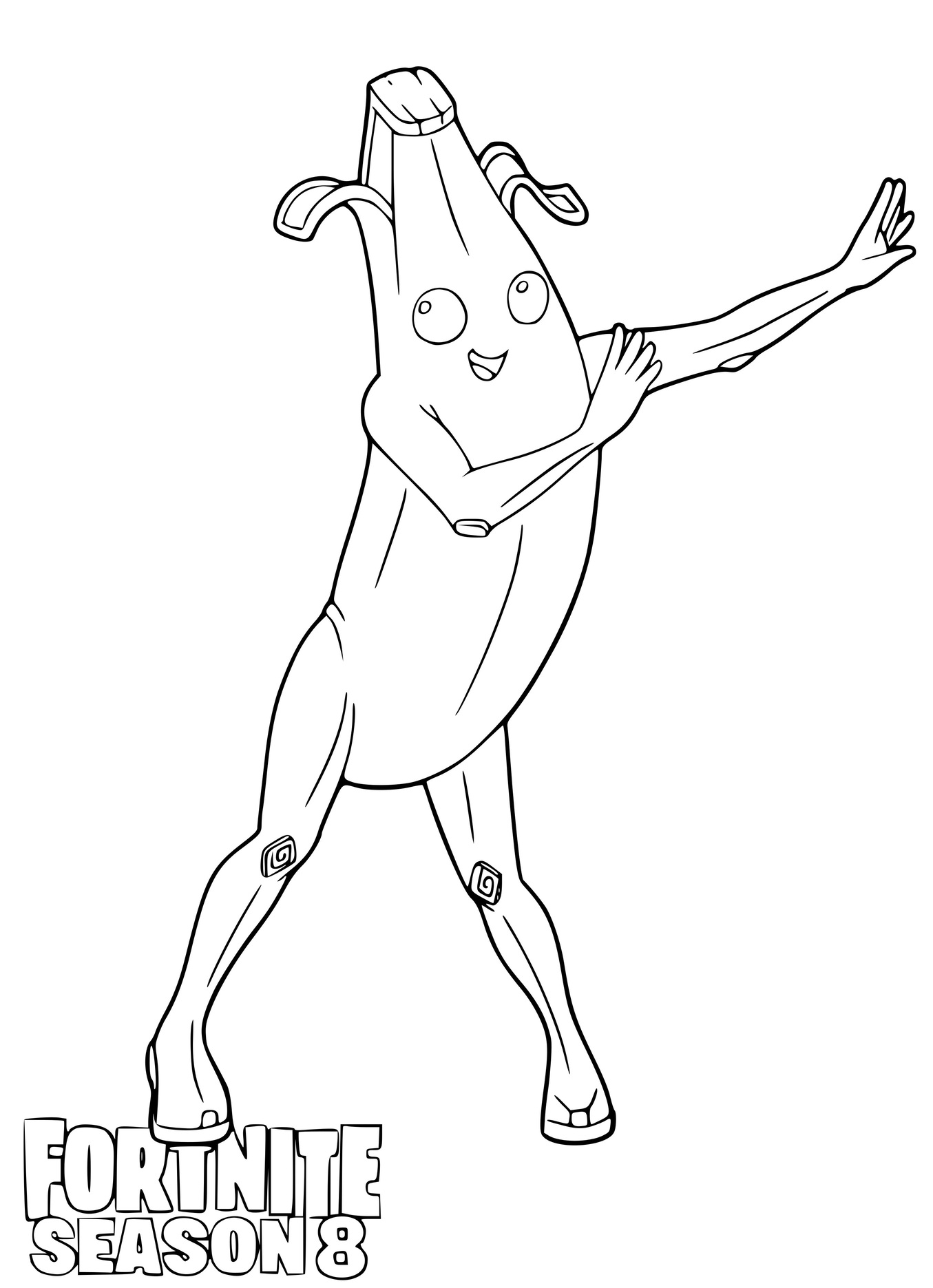 Coloriage Peely Fortnite Banane Danse - Fortnite à imprimer