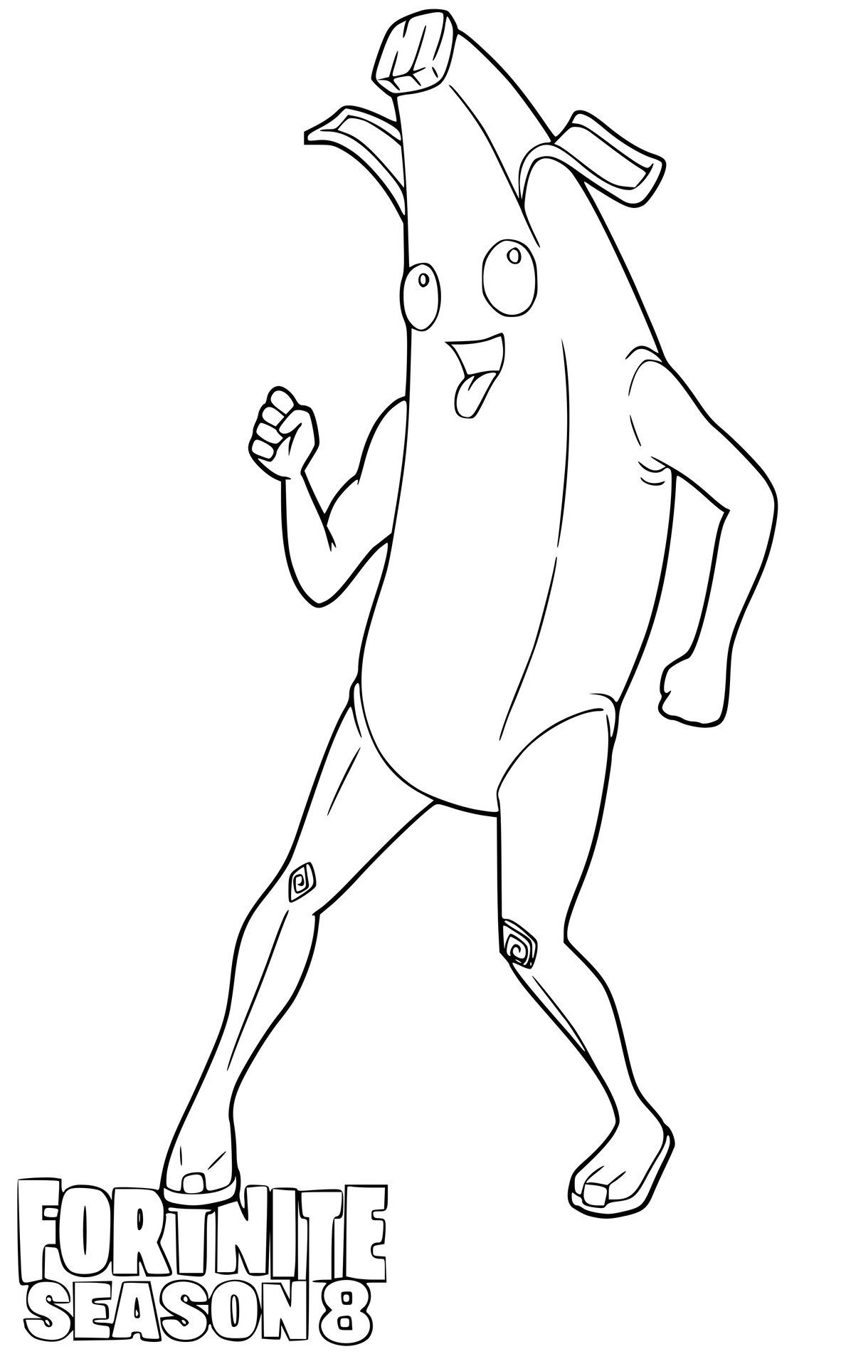 Coloriage Peely Fortnite Banane Rigole - Fortnite à imprimer