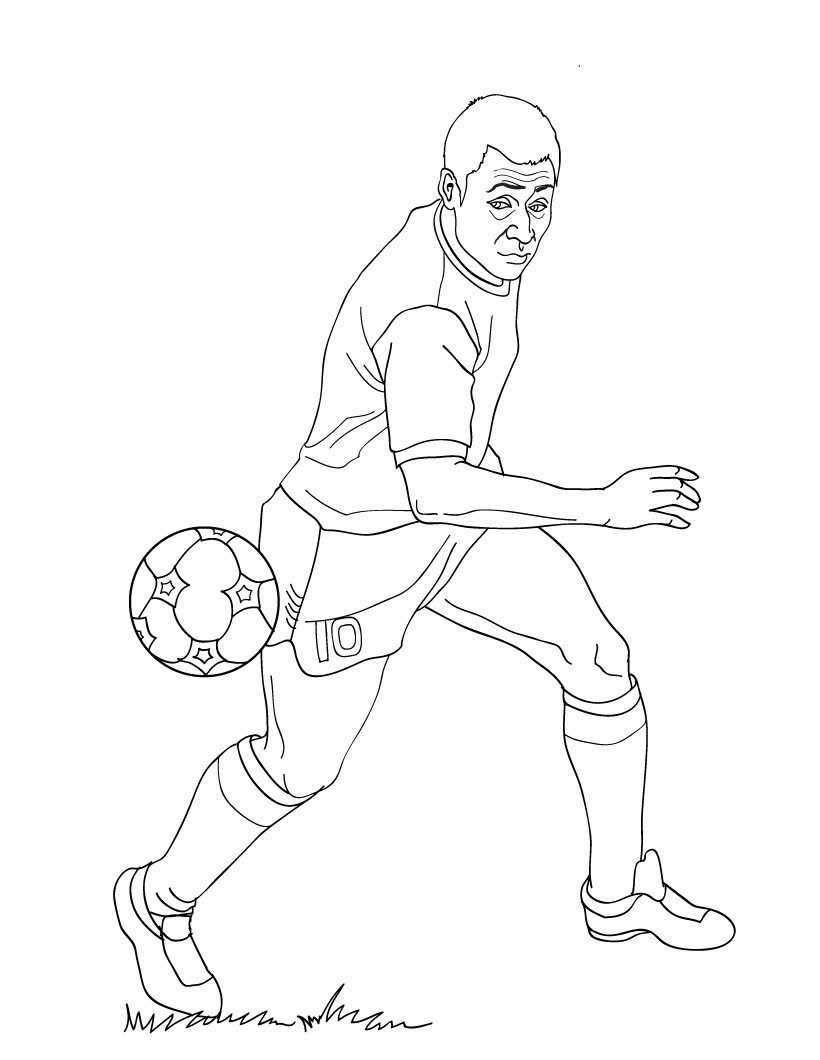 Coloriage Pele Joueur De Football - Foot à imprimer