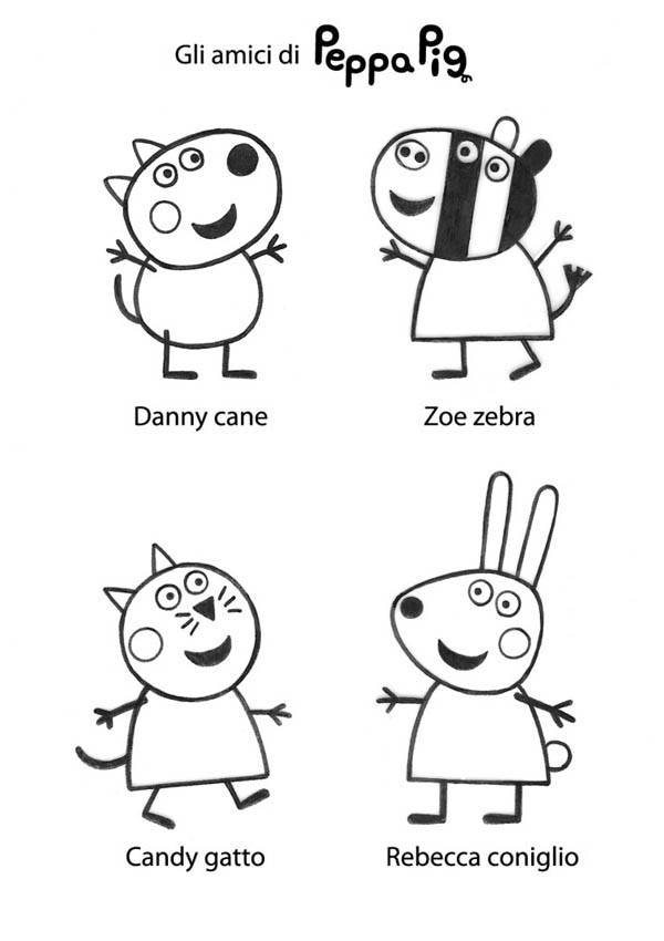 Coloriage Peppa Pig jouant dans la boue avec ses amis - Peppa pig à imprimer