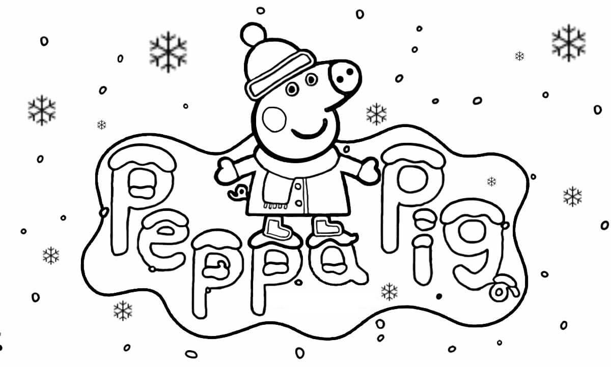 Coloriage Peppa Pig Hiver Vacance De Noël - Peppa pig à imprimer