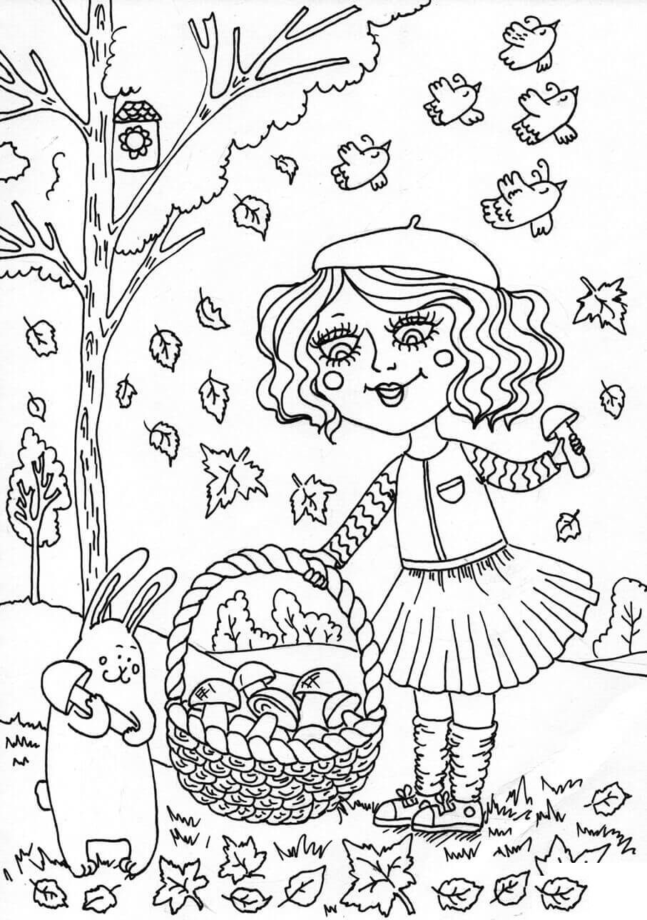 Coloriage Peppy In September Automne - Automne à imprimer