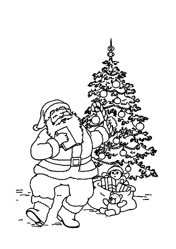 Coloriage Père Noe Sapin Noël Danse - Père Noël à imprimer
