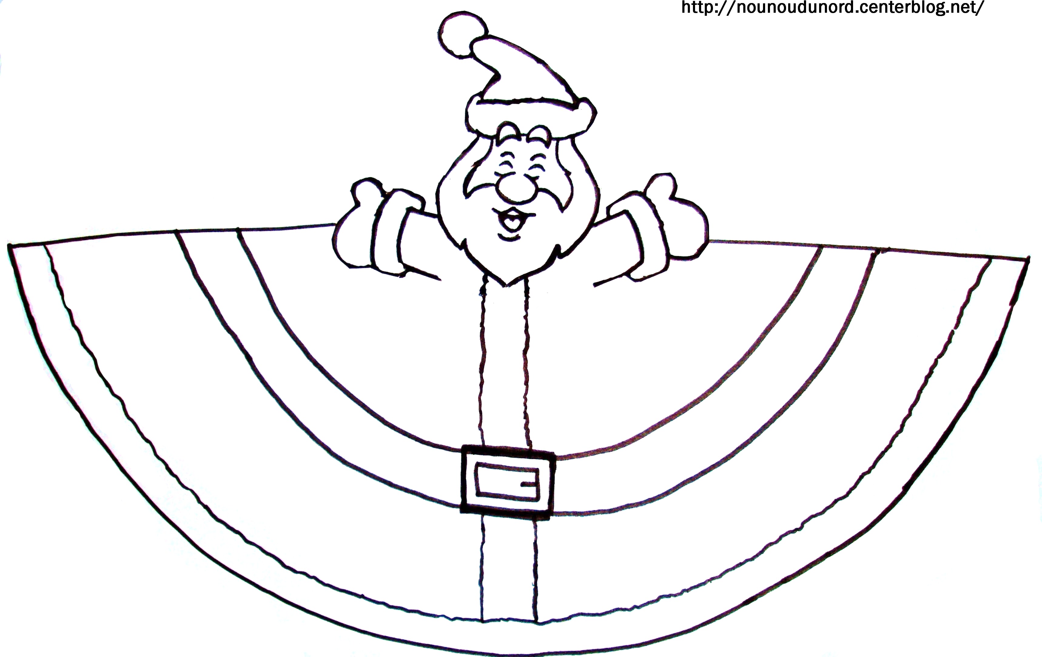 Coloriage Père Noël jovial avec son sac de cadeaux - Père Noël à imprimer