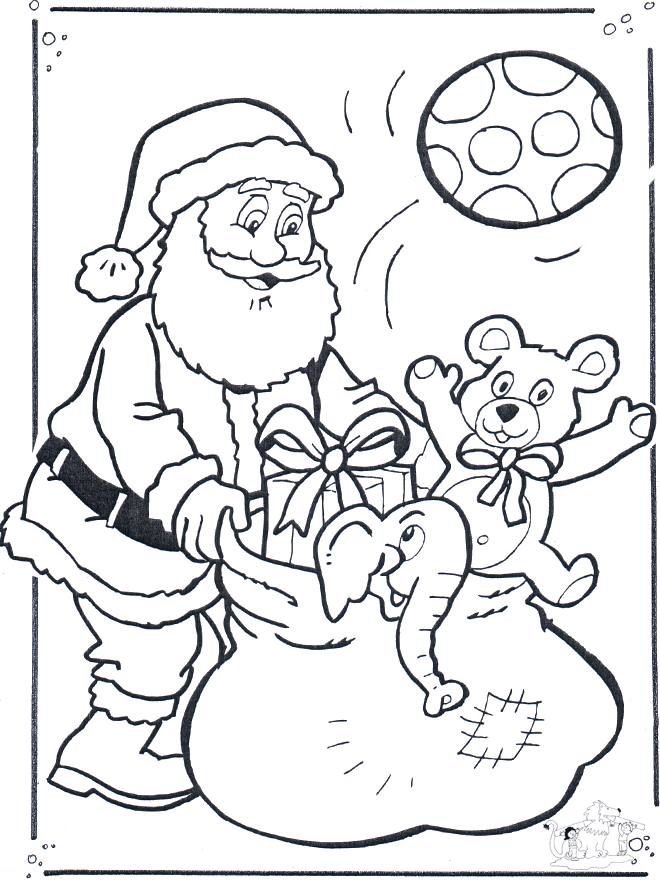 Coloriage Père Noël barbu souriant dans son atelier - Père Noël à imprimer