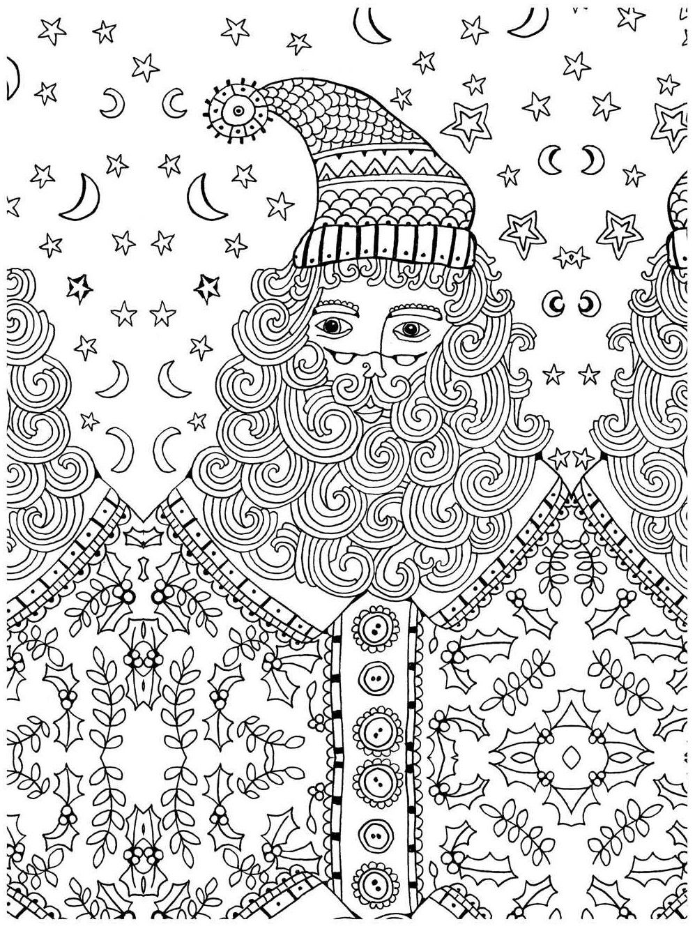 Coloriage Père Noël Adulte Anti Stress - Noël adulte à imprimer