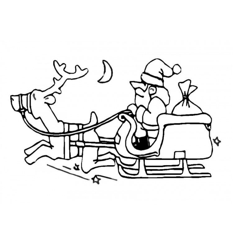 Coloriage Père Noël Avec Rennes - Noël à imprimer