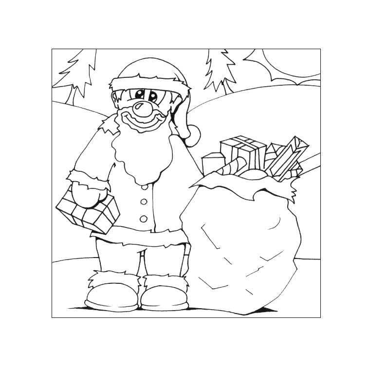 Coloriage Père Noël Cadeaux - Noël à imprimer