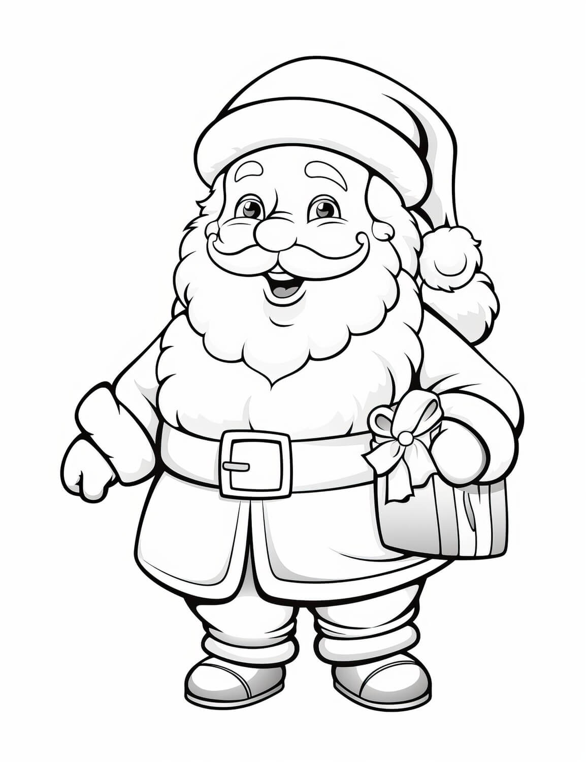 Coloriage Père Noël Classique Pour Enfants - Père Noël à imprimer